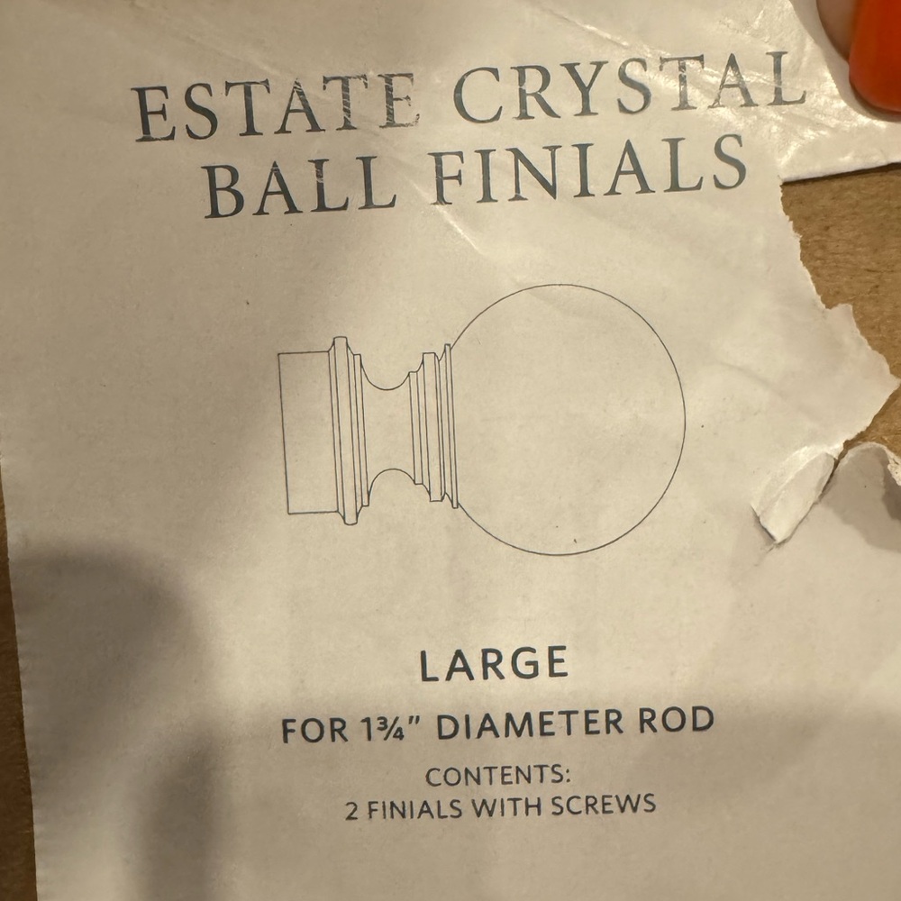 Restoration Hardware Crystal Ball Finials Large 
Lacquered Burnished Brass